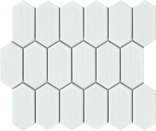 Modern 2X3 White Hexagon Picket Glossy Porcelain Mosaic Tile B2C-OMNIWH1012MPKP - B2C TILE OUTLET