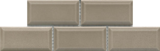 Classic 2X4 Gray Brown Beveled Subway Glossy Porcelain Mosaic Tile B2C-REWATA1112MBV - B2C TILE OUTLET