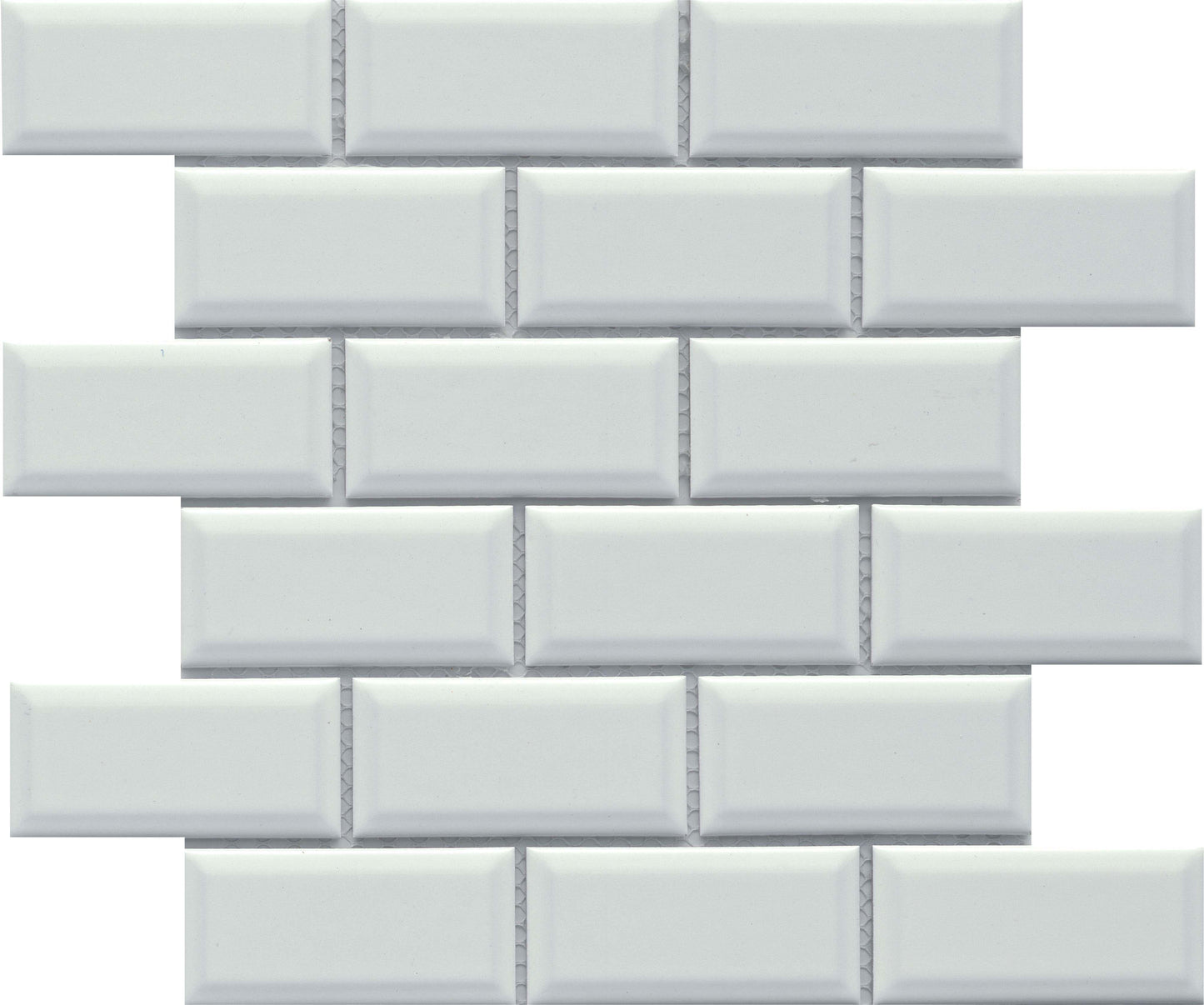 Classic 2X4 White Beveled Subway Glossy Porcelain Mosaic Tile B2C-REWAWH1112MBV - B2C TILE OUTLET