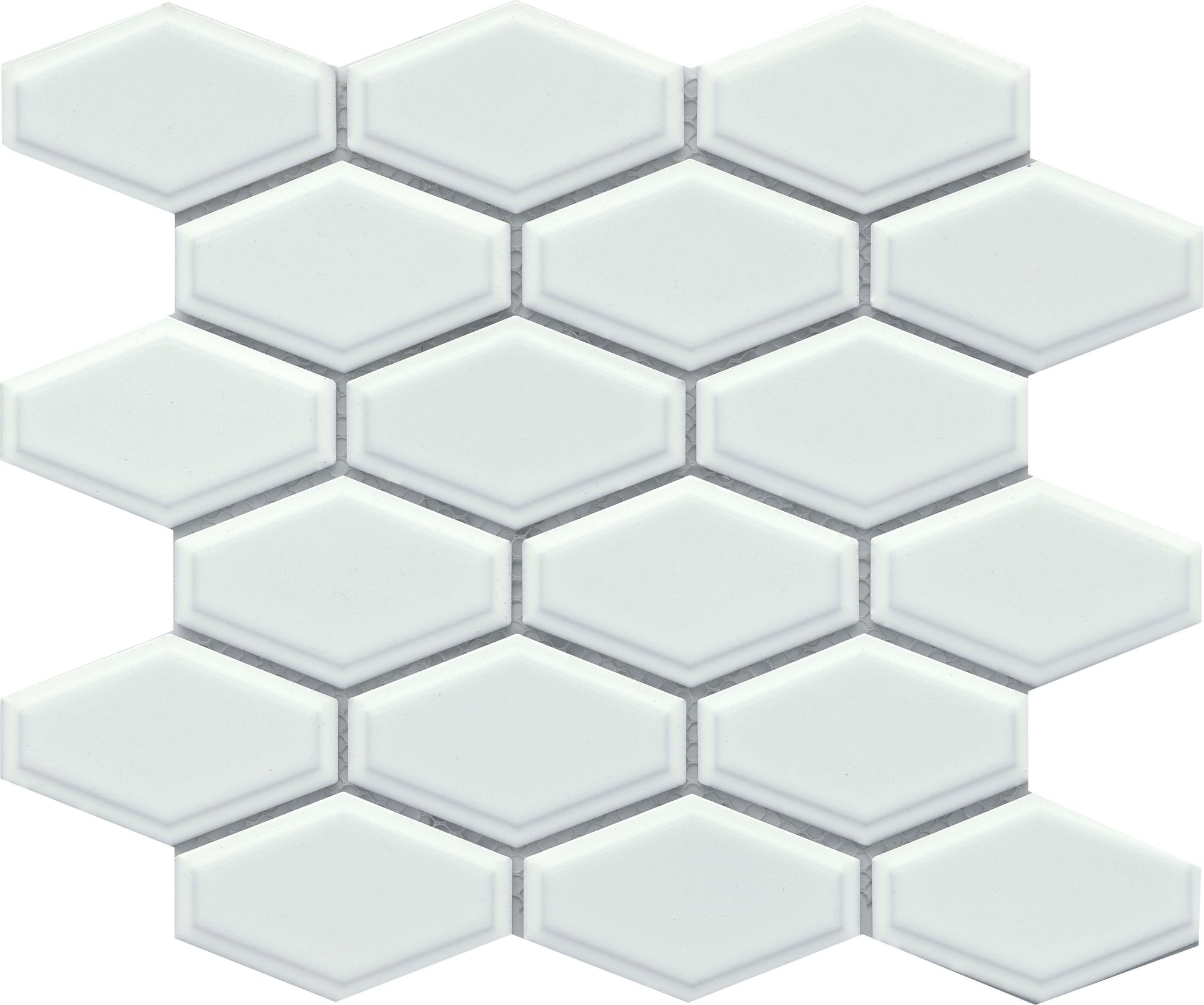 Classic 4" White Subway Hexagon Glossy Porcelain Mosaic Tile B2C-REWAWH1011MHW - B2C TILE OUTLET