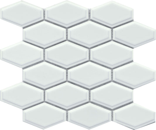 Classic 4" White Subway Hexagon Glossy Porcelain Mosaic Tile B2C-REWAWH1011MHW - B2C TILE OUTLET