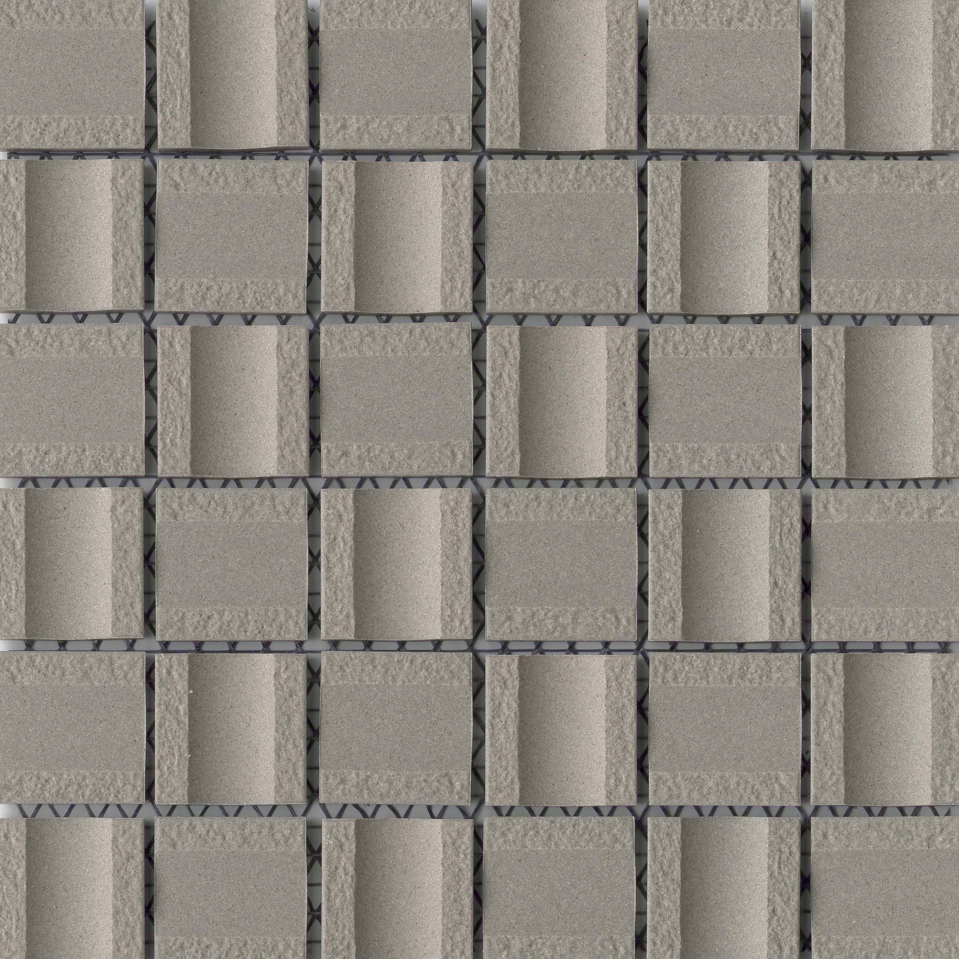 Modern 2X2 Silver Stacked Squares Matte Porcelain Mosaic Tile B2C-MODASI1212MO2M - B2C TILE OUTLET