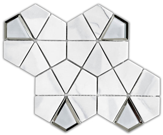 Modern 4X4 White Kaleidoscope Glossy Recycled Glass Mosaic Tile B2C-LAMOWH0911MKA - B2C TILE OUTLET