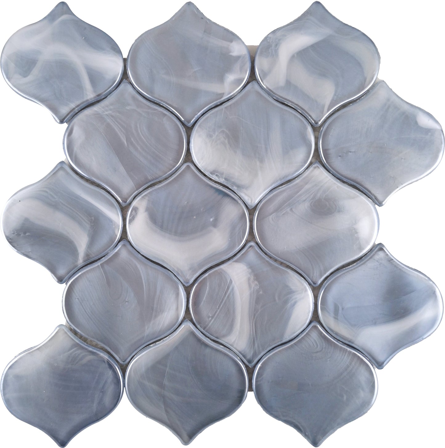 Modern 3" Blue Arabesque Satin Glass Mosaic Tile B2C-SPLABL1010MAR - B2C TILE OUTLET