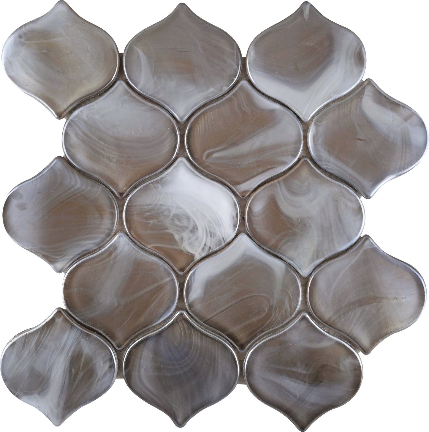 Modern 3" Tan Arabesque Satin Glass Mosaic Tile B2C-SPLATN1010MAR - B2C TILE OUTLET