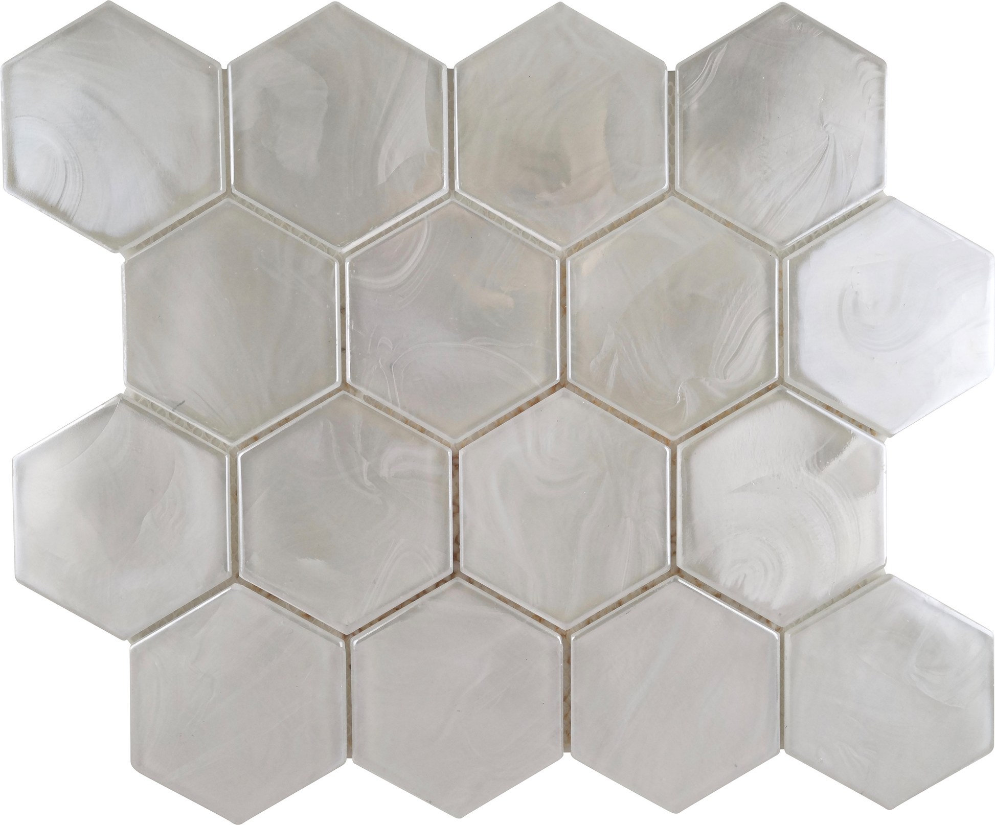 Modern 3" White Hexagon Glossy Glass Mosaic Tile B2C-SPLAWH1113MH3 - B2C TILE OUTLET