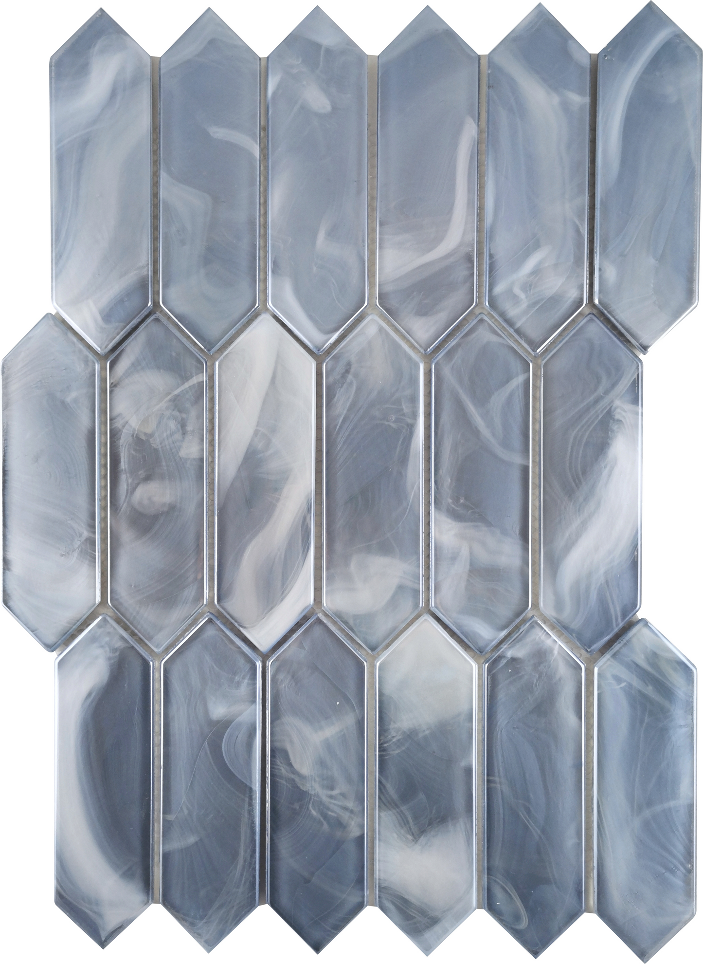 Modern 1.5X4.5 Blue Picket Satin Glass Mosaic Tile B2C-SPLABL1014MPK - B2C TILE OUTLET