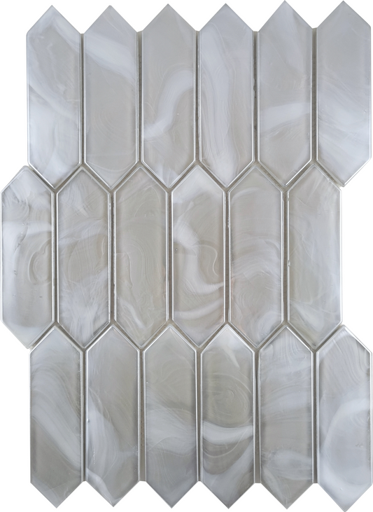 Modern 1.5X4.5 Silver Picket Satin Glass Mosaic Tile B2C-SPLASI1014MPK - B2C TILE OUTLET