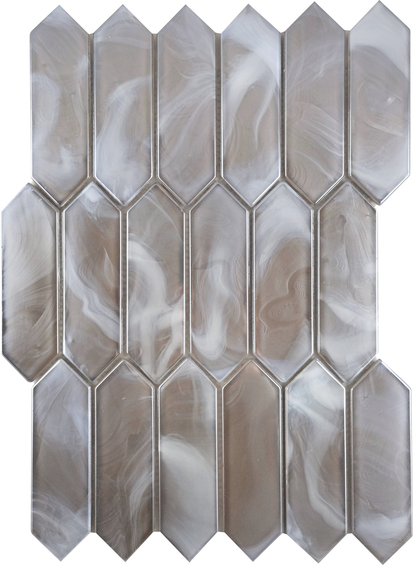 Modern 1.5X4.5 Tan Picket Satin Glass Mosaic Tile B2C-SPLATN1014MPK - B2C TILE OUTLET