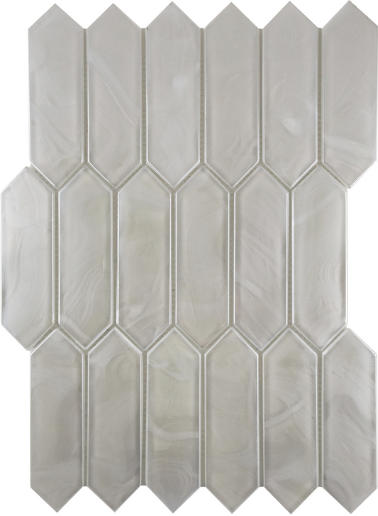 Modern 1.5X4.5 White Picket Satin Glass Mosaic Tile B2C-SPLAWH1014MPK - B2C TILE OUTLET