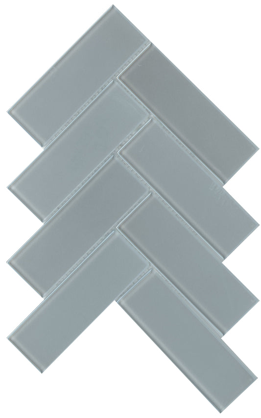 Modern 2X4 Dark Gray Herringbone Iridescent Glass Mosaic Tile B2C-IRISPR1011MO - B2C TILE OUTLET