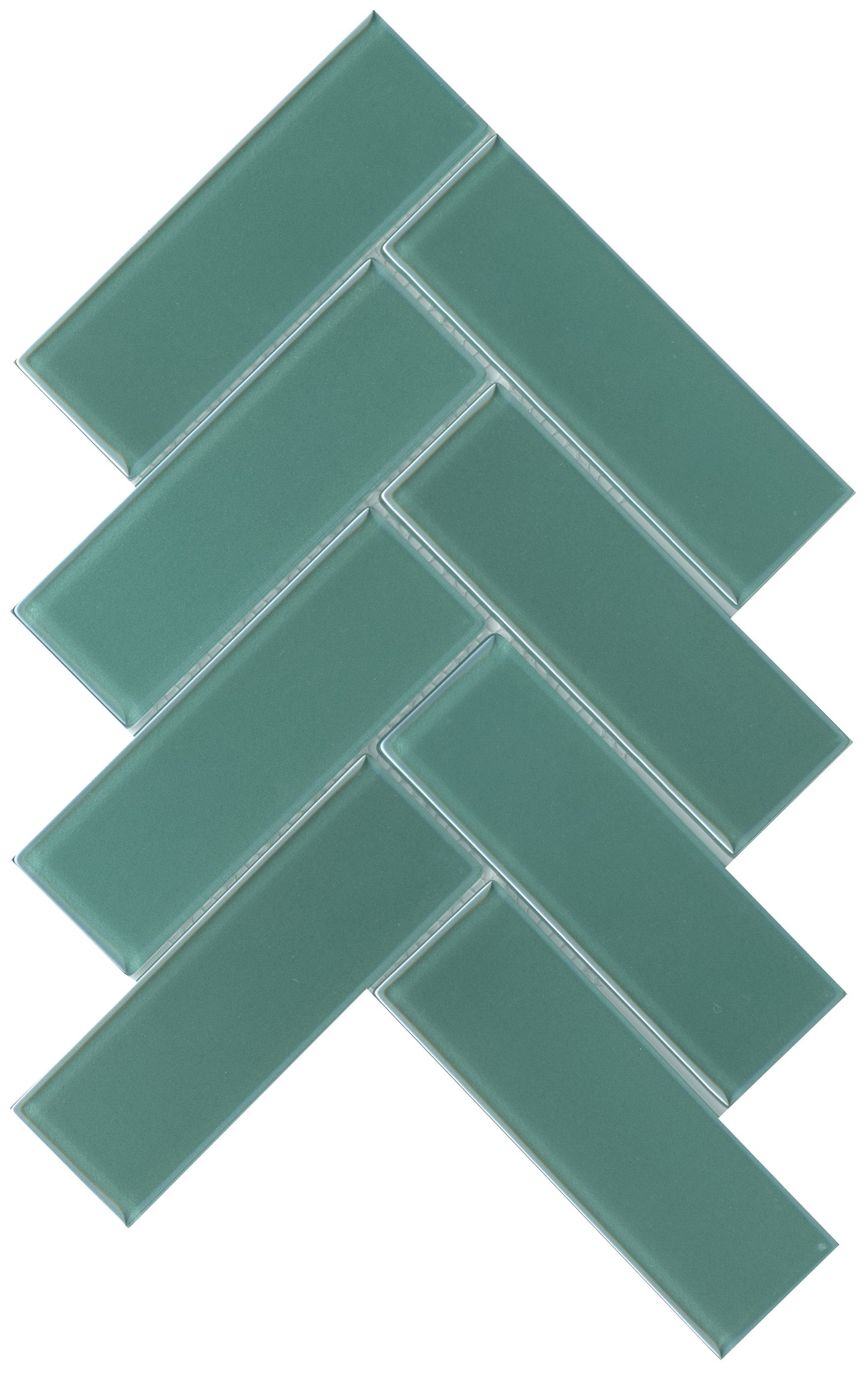 Modern 2X4 Green Herringbone Iridescent Glass Mosaic Tile B2C-IRISSP1011MO - B2C TILE OUTLET